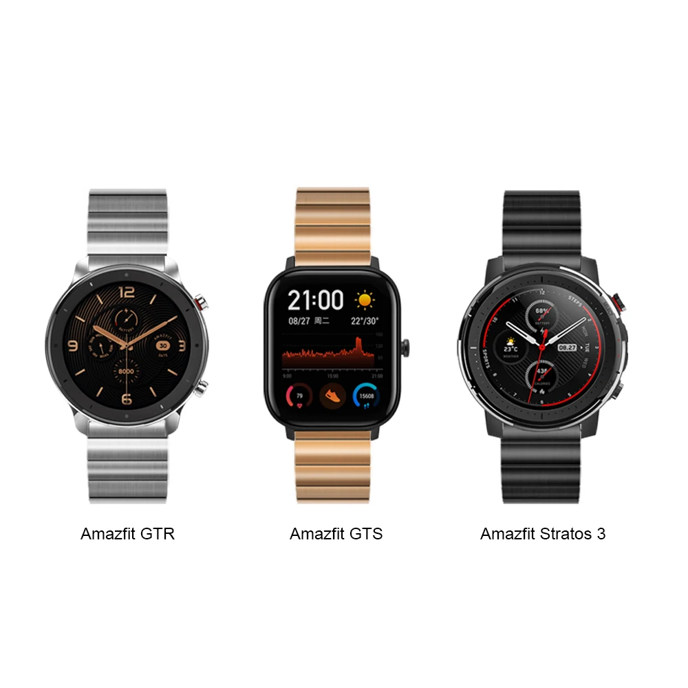 Металлический ремешок для Huami Amazfit GTS/GTR 47 мм 42 мм часы браслет для Amazfit 3 Stratos/Bip lite из нержавеющей стали ремешок для часов