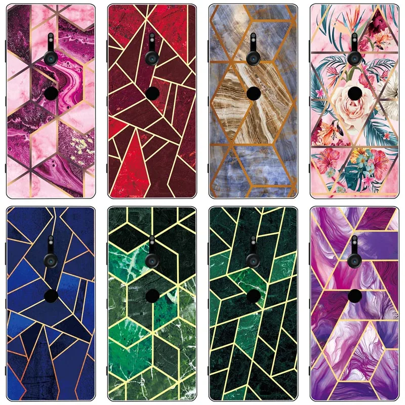 Мягкий чехол для телефона с геометрическим мрамором Sony Xperia XZ3 H8416 PF42 H9436 6 0 &quot