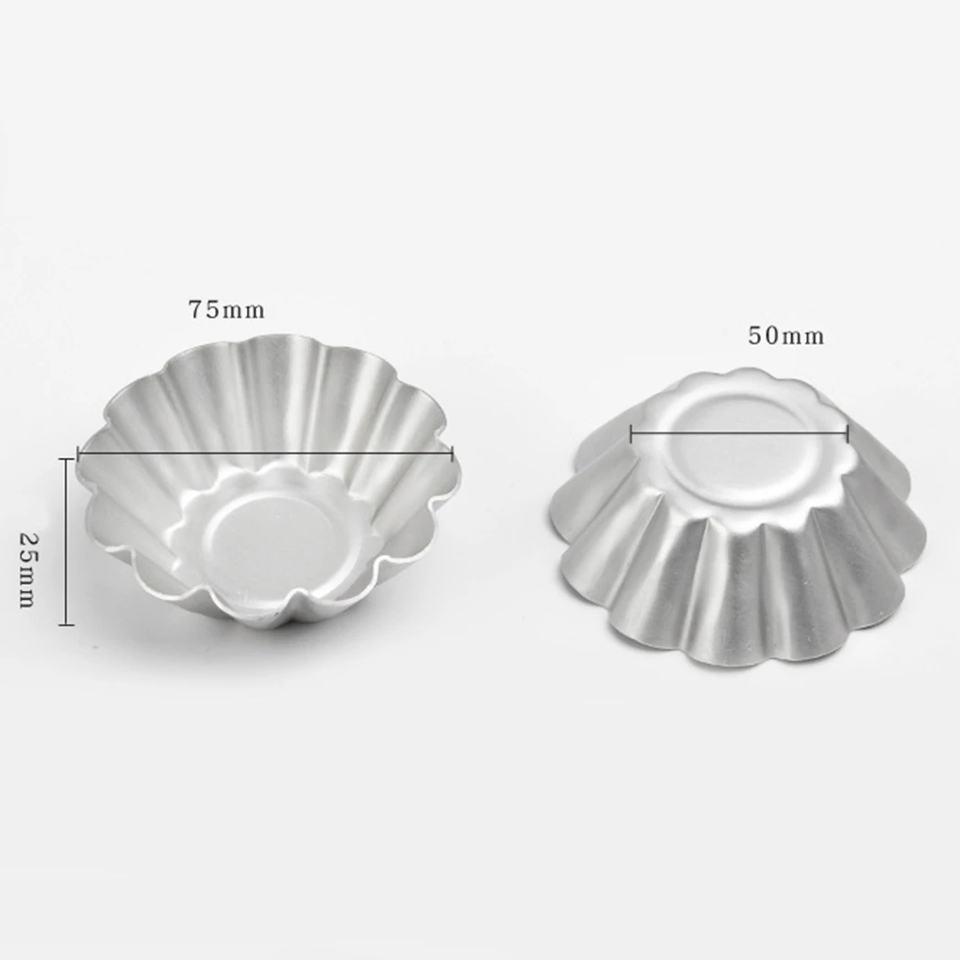 

justdolife 6PCS Aluminum Alloy Egg Tart Mold Professional Reusable Mini Tart Pan Cake Mold Muffin Baking Cup Tartlets Pans