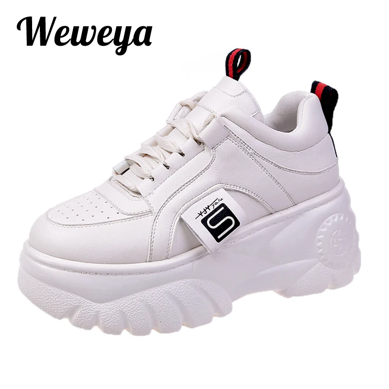 Женские кроссовки на толстой подошве Ulzzang повседневная обувь платформе лоферы