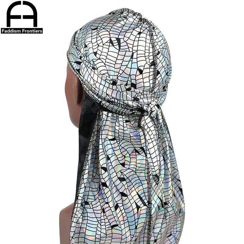 Мужская блестящая бандана тюрбан серебристого цвета с лазерным отражением| |