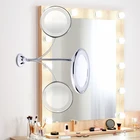 Светодиодный зеркало для макияжа с вращением на 360 градусов, 10-кратное увеличительное зеркало, гибкий светодиодный складной зеркальный столик, светодиодный, Прямая поставка