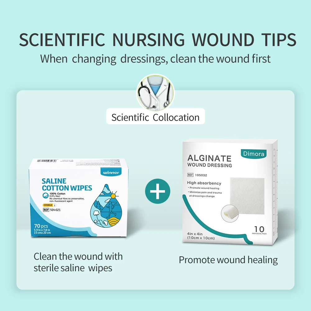 

Winner Dimora Calcium Alginate Wound Dressing, Sterile Pads Soft Highly Absorbent Dressing Gauze Non-Stick Ulcer Wound Healing
