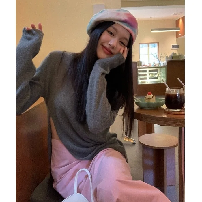 Дизайнерский Повседневный модный костюм женский осенний вязаный свитер с