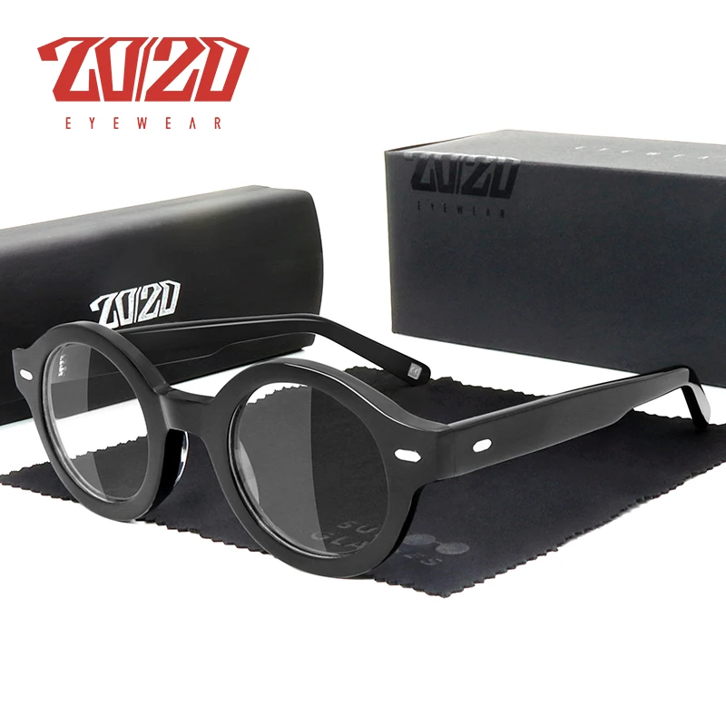 

20/20 Design Acetate Prescription Glasses Frame Optical Eyewear Unisex Round Fashion Brand Men Certification Temple Women AS6319
