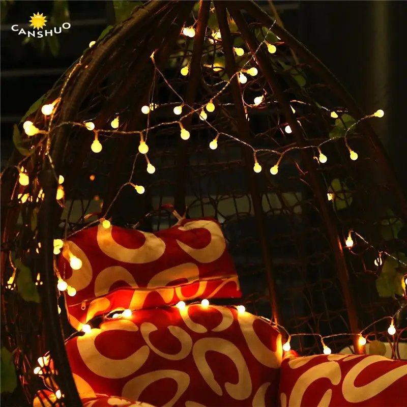 Гирлянда с белыми шариками 10 м 60 светодиодов USB|Светодиодная лента| |