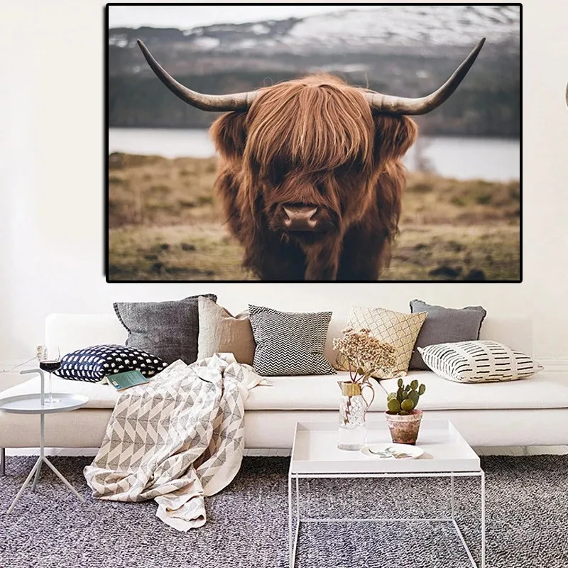 Highland корова дикий картина с рисунком животных крупного рогатого скота Плакаты и