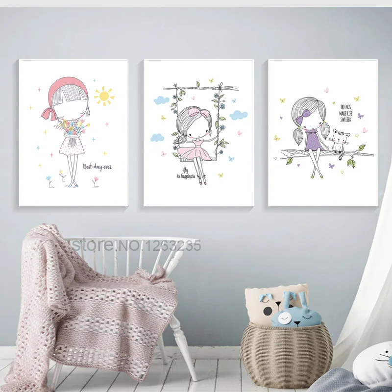 Декор для комнаты маленькой девочки скандинавский постер куадро декоративные