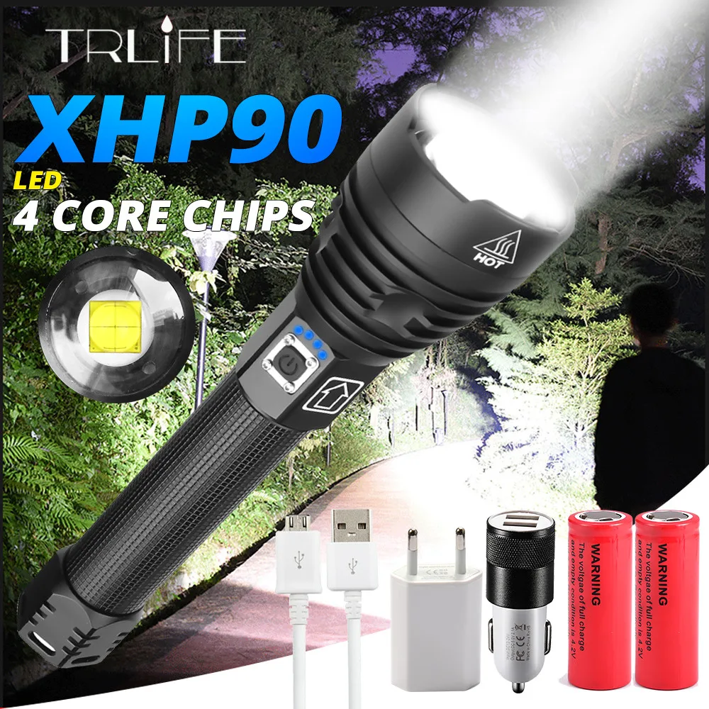 Самый мощный XHP90 светодиодный фонарик XLamp масштабируемый фонарь XHP70 USB
