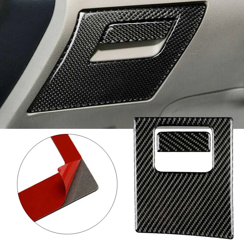 

Accessories Cover Trim Black Frame Car Carbon Fiber Glove Box Handle Real