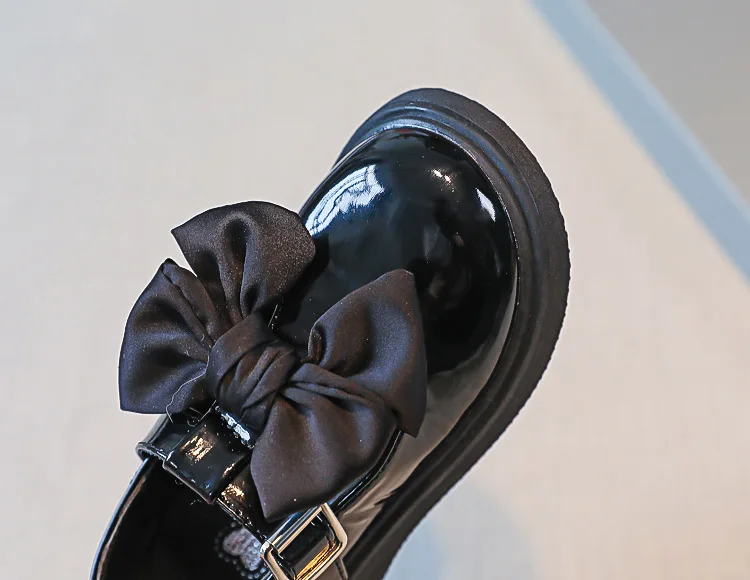 Zapatos de princesa para ni&ntilde;as, calzado de cuero con lazo, de fondo suave, de PU, antideslizante, y boda para fiesta, novedad de oto&ntilde;o, 2022-4