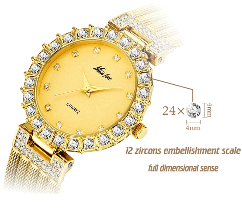 MISSFOX Женские Часы Люксовый Бренд Часы Браслет Водонепроницаемый Big Lab Diamond Женские Наручные Часы Для Женщин Кварцевые Часы