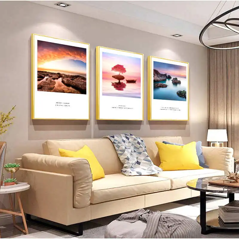 Закат береговые постеры на стену картины холсте пейзаж куадро Северный плакат