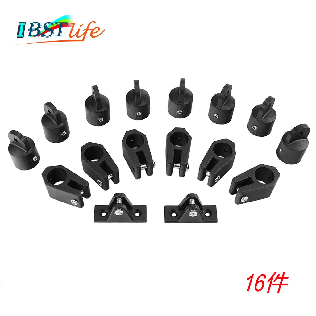 

16 PCS Universal Boat Nylon Fittings Hardware Set Black Fits 3 Bow Bimini Top lightweight and durable Yacht Accessories