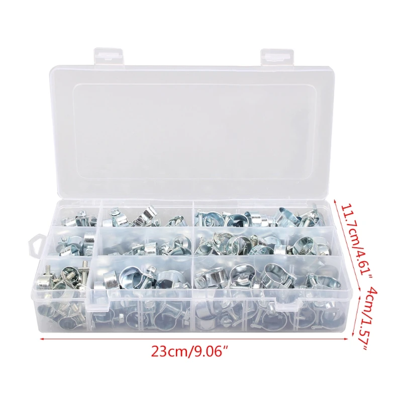 

135 PCS stainless steel double ear hose clamp 8-18mm worm drive fuel water hose pipe clamp card fuel clamp assorted kit