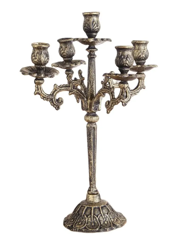 Скандинавский Ретро подсвечник из чугуна с резьбой золотые подсвечники