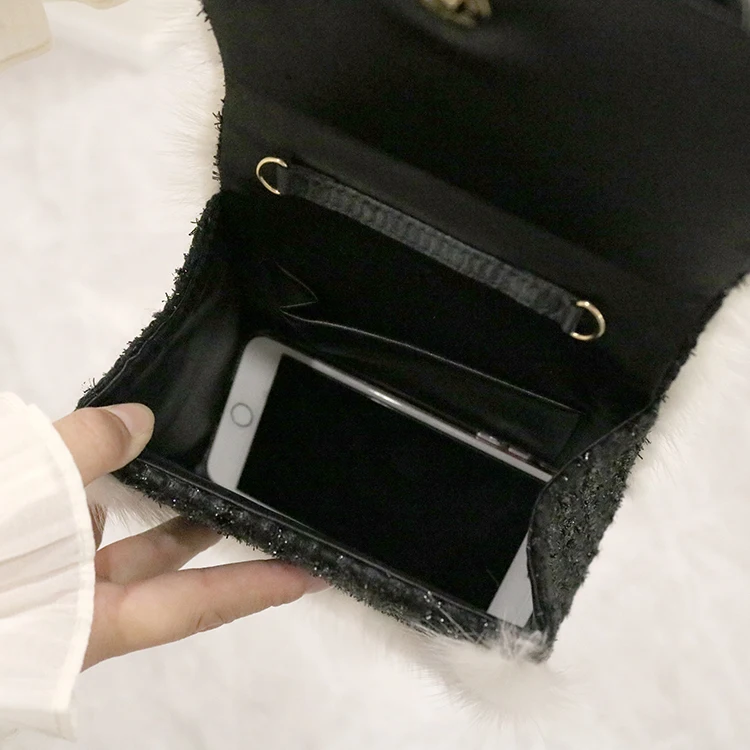 

Mink Fur Pearl Tote Bag Fashion New High Quality Wool Women's Designer Handbag Chain Shoulder Messenger Bag Phone Purses