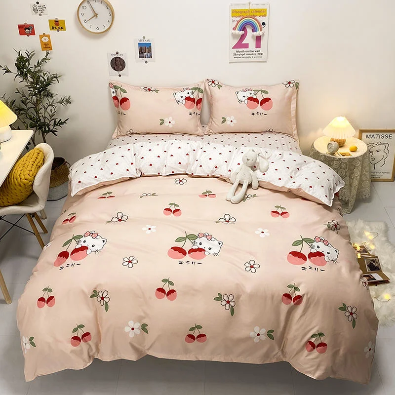 

Cartoon Bedding Set Single Size for Kids Rabbits Printed Duvet Cover Sets Bed Sheet with Pillowcase Queen/King Size Bedclothes