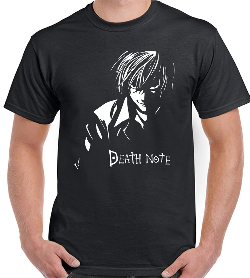 Надпись смерти японского аниме Манга Кира Рюк лампа Yagami Shinigami Мужская футболка