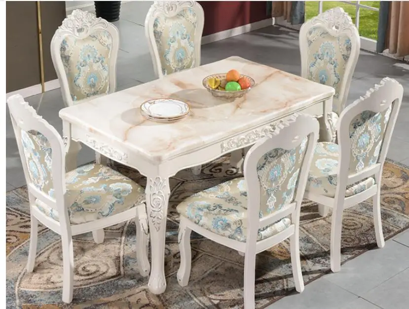 

Обеденный стол и стул, современный простой маленький семейный Прямоугольный Обеденный стол из мрамора, домашний стол из массива дерева