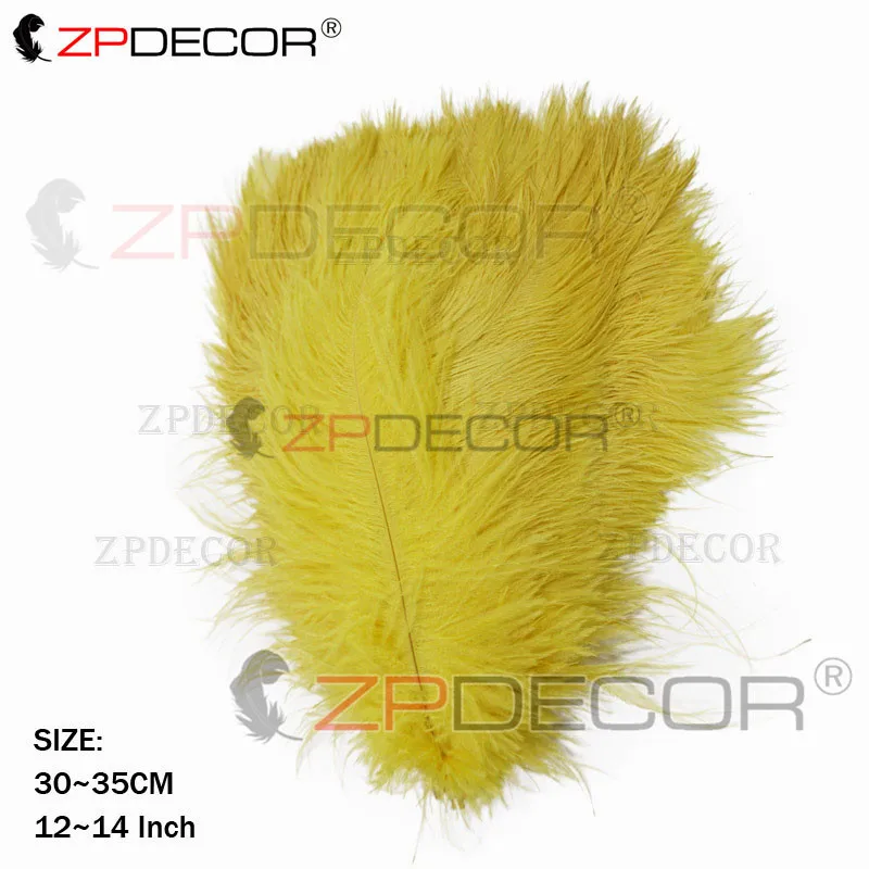 Цвет: желтый ZPDECOR натуральное высококачественное страусиное перо 30-35 см/12-14 дюймов для рукоделия свадебных ювелирных изделий ремесло карнавальное платье - Цвет: Цвет: желтый