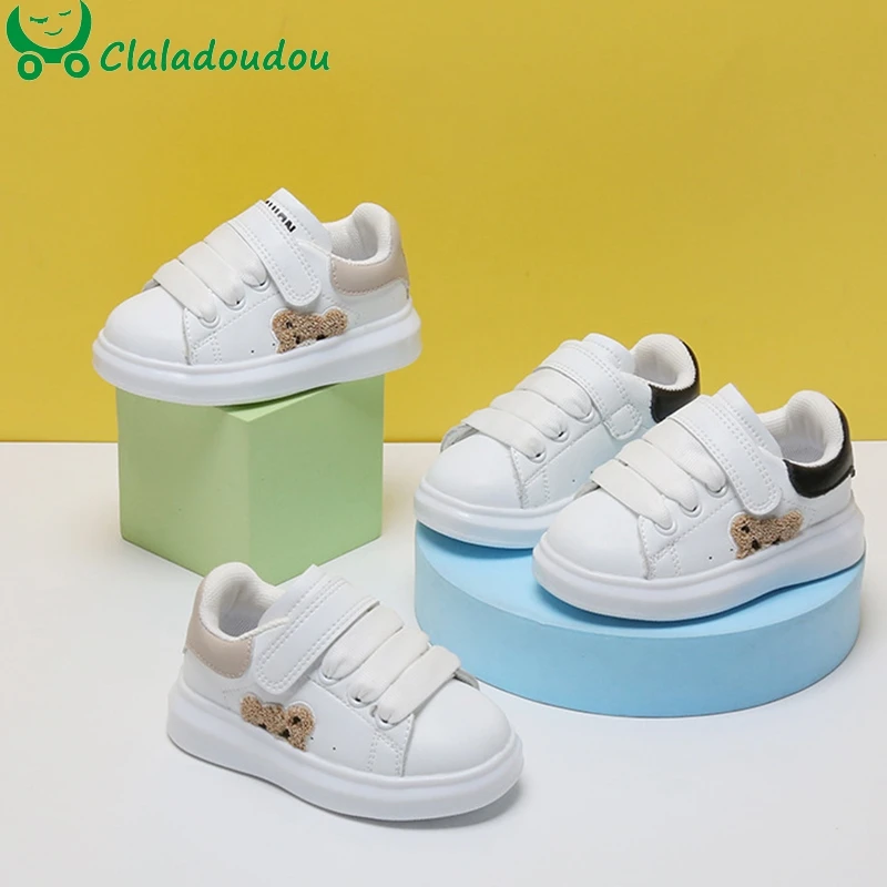 

12-16cm Brand Fashion Sneakers For Toddler Girls Boys Cute Cartoon White Sports Shoes For 0-3Years Baby Soft Sole First Walkers