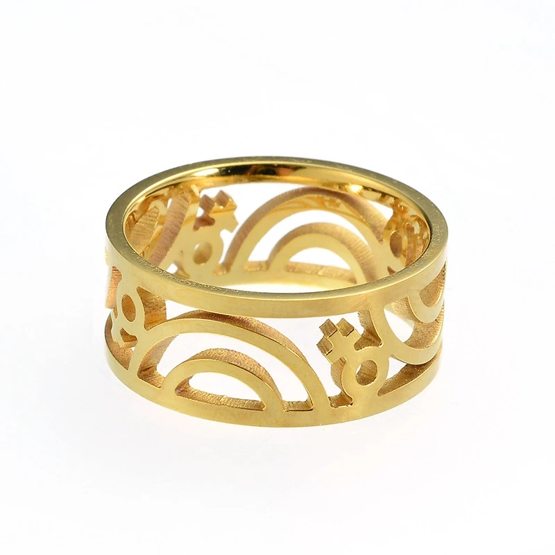 MIQIAO Gold Plated Stainless Steel Lesbian Gender Symbol Couple Hollow Rings for Women Gift Fashion Jewerly Boho Anillo Anillos | Украшения