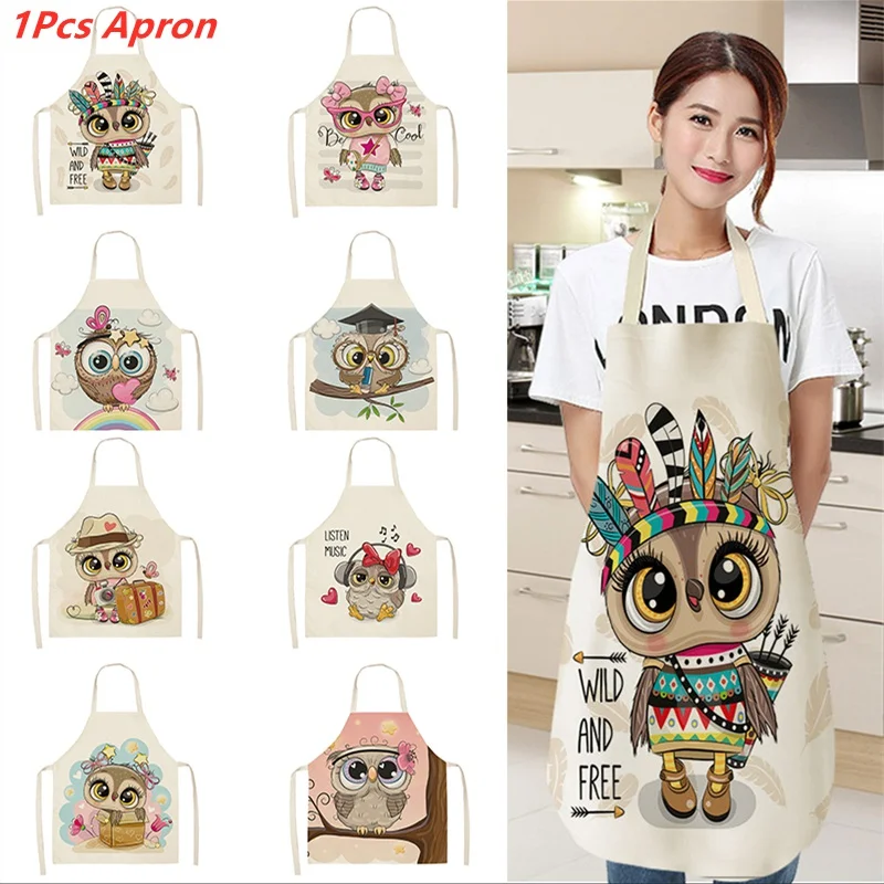 Симпатичный мультяшный фартук для кухни с попугаями платье без рукавов из хлопка