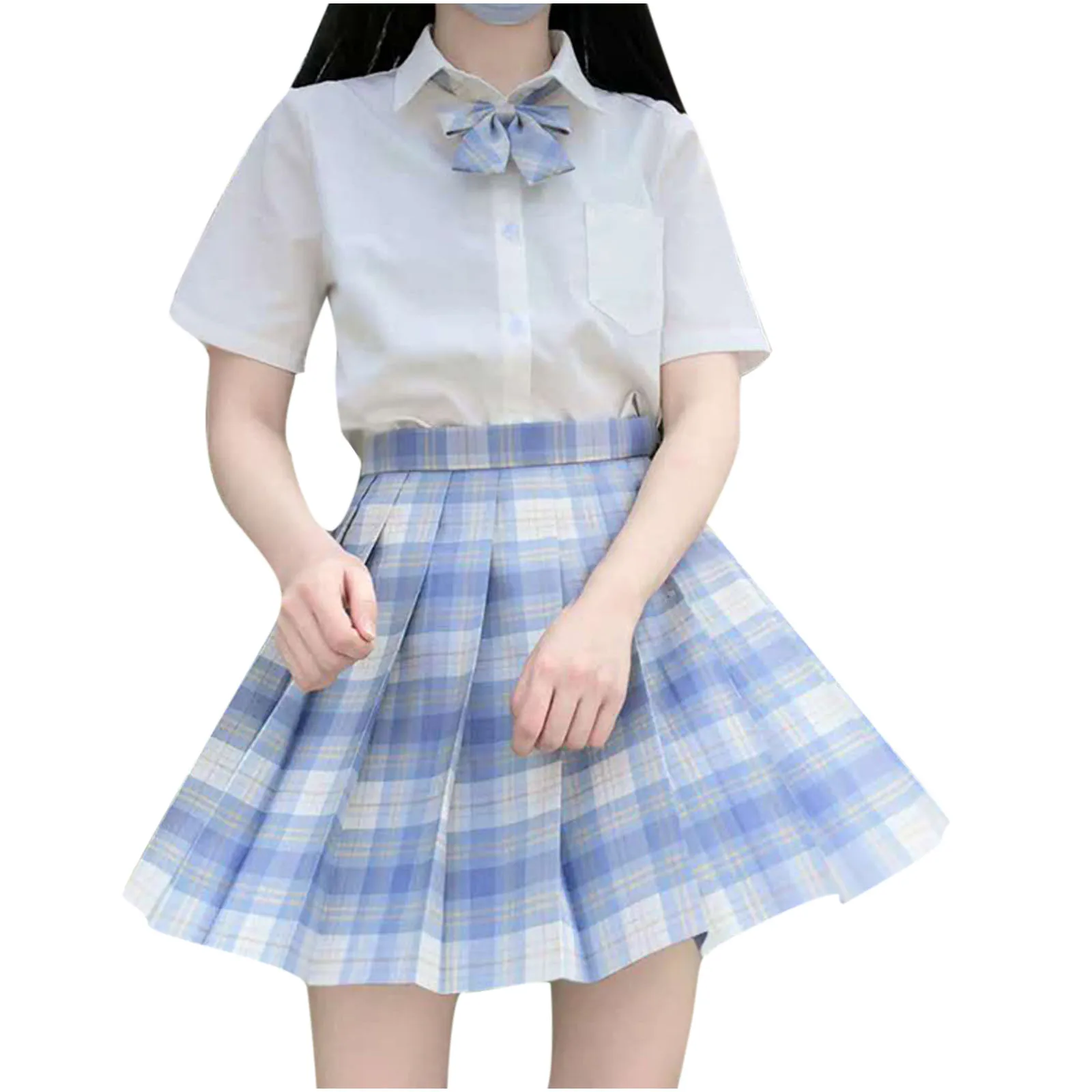 

Women Casual Plaid Pleated A-line Skirt Anti-burnout High Waist Short Skirt Fashion Vintage Undefined Plaid Summer Skirt