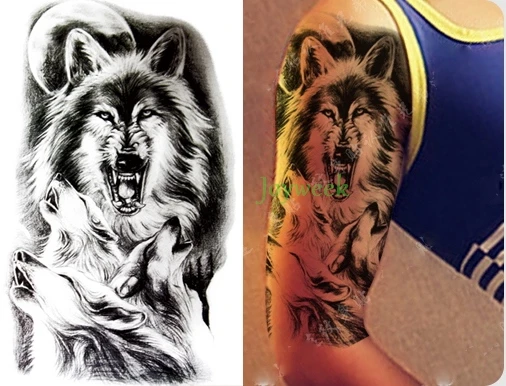 

Waterproof Temporary Tattoo Sticker wolf head feather Fake Tatto Flash Tatoo body art Leg Arm tattoos for Women Men girl
