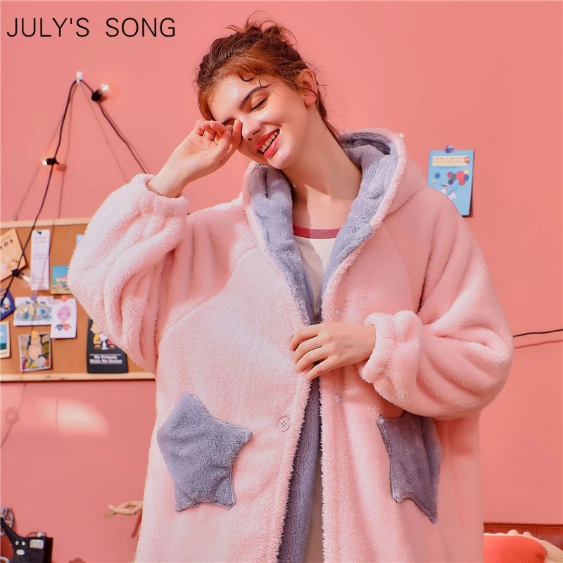 Женская фланелевая ночная рубашка JULY'S SONG теплая с длинными рукавами и