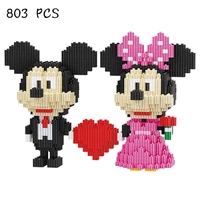 new disney series 803 pcs mickey and minnie cartoon character models mini blocks puzzle childrens toys and proposal gifts