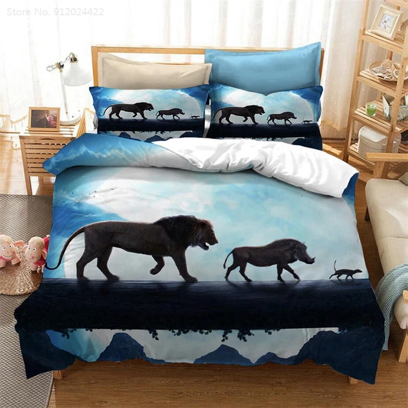 Simba The Lion King Bedding Set Queen Size Disney 3d Pillowcase Quilt Cover Mufasa Duvet 200x200 Bed Linen For Home Family | Дом и сад