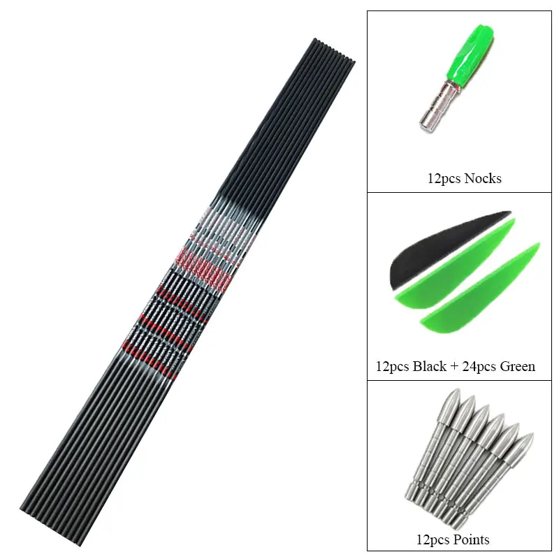 

Archery Carbon Shafts Spine350-900 ID4.2mm 30inch 1.75inch Arrow Vanes 80gr Steel Point Pin Nocks Recurve Bow DIY Hunting