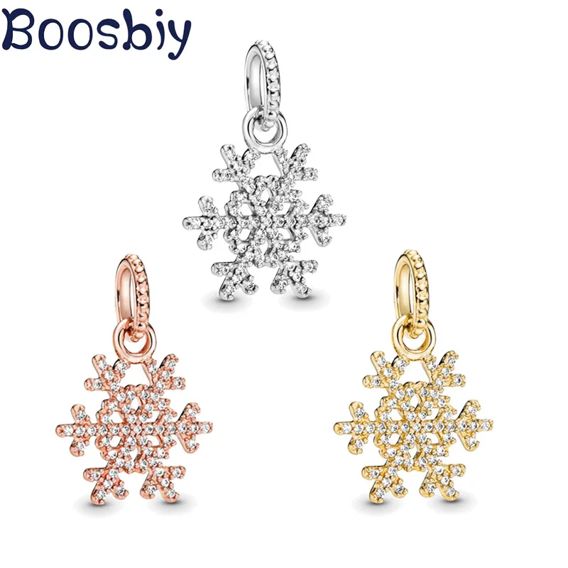 

Boosbiy 2pc High Quality 3 Colors Winter Sparking Snowflake Charms Pendant fit Brand Bracelet & Necklace Jewelry Making