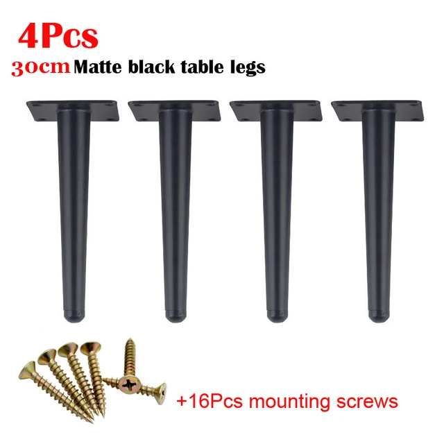 Black Straight 30CM 4 шт./компл. мебель стол ноги Металлические конические диван-кровать шкаф для кухонных шкафов, мебель для ног средства ухода за кожей стоп 12/15/20/25/30 см стул ног средства ухода за кожей стоп - Цвет: Black Straight 30CM