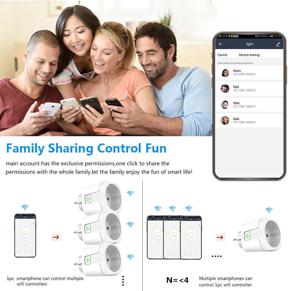 EU wifi Smart Plug with 16A Power Monitor wireless Socket Outlet Google Home tuya APP Alexa Voice Control Europe | Электроника