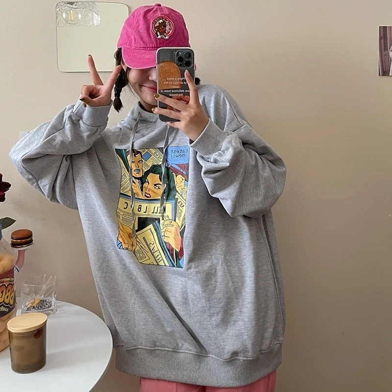 

Женские толстовки на весну и осень в Корейском стиле с капюшоном тонкое пальто