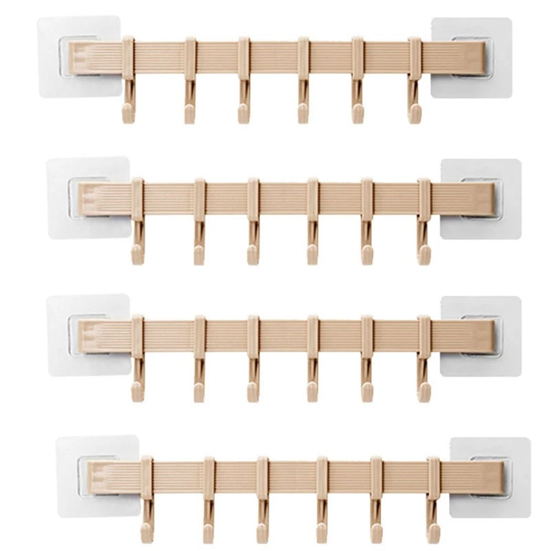 

4PCS 6 Hooks Towel Rack Suction Cup Kitchen Wall Door Holder Sucker Punch-Free Hanger for Kitchen and Bathroom