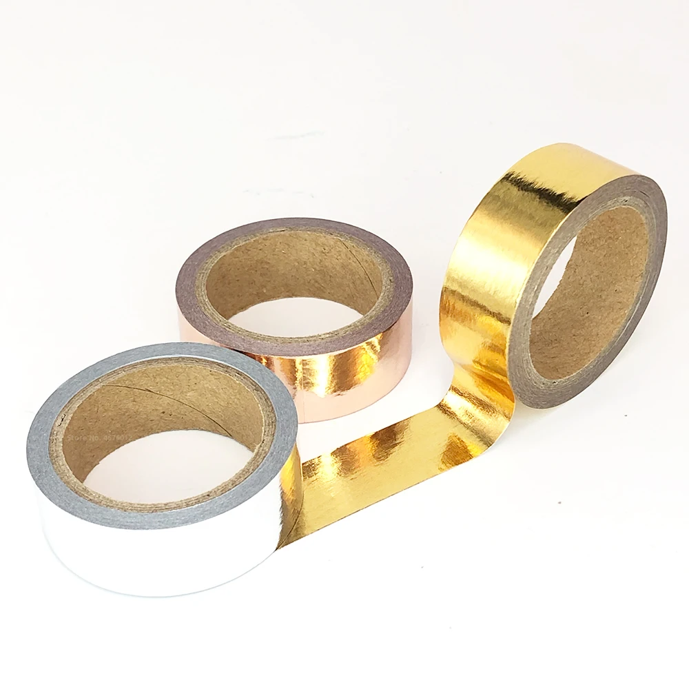 Маскировочная лента серебристая розовая золотистая однотонная 15 мм х 5 м |