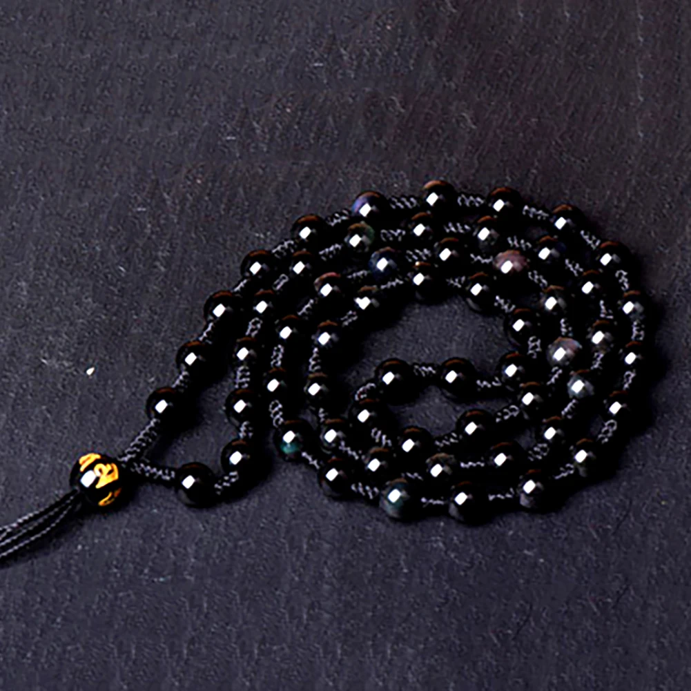 Обсидиановый амулет с резьбой в виде лисы ожерелье кулоном из бусин ювелирное