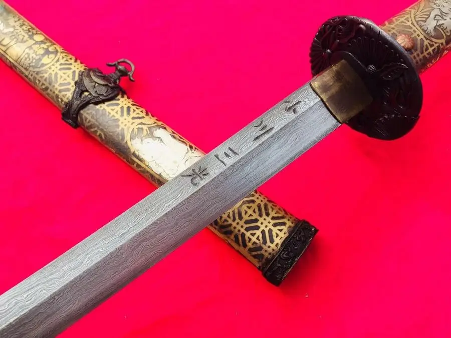 Японский самурайский меч ручной работы HRC60 Подпись Дамасская сталь Балде воин