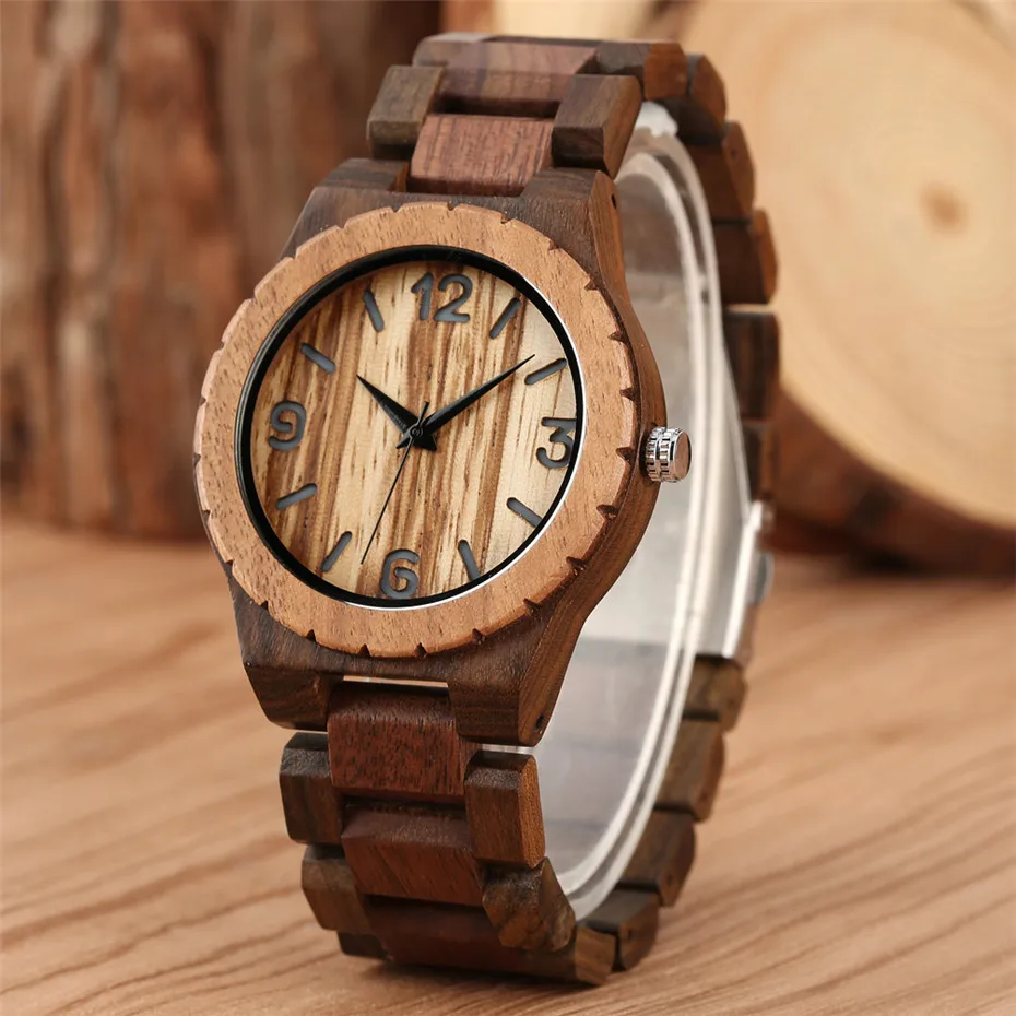 Часы наручные мужские кварцевые с деревянным браслетом повседневные роскошные