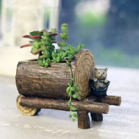 1pc succulent plants planter flowerpot wood grain resin stump for home office decoration potted plants miniature furnishings