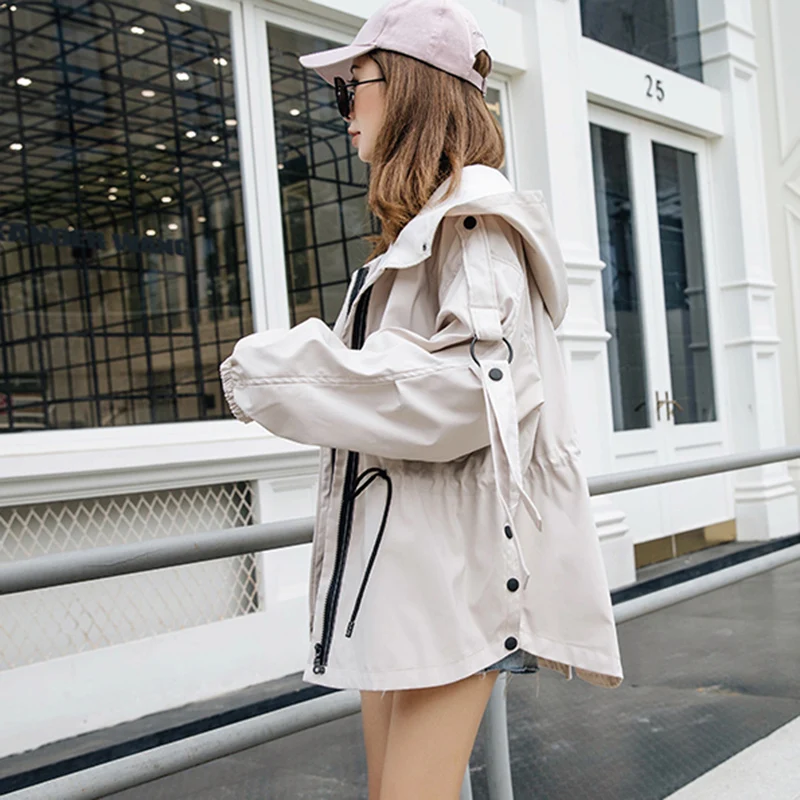 Весна-Осень 2021 модная красная ветровка Женский Длинный свободный комбинезон с