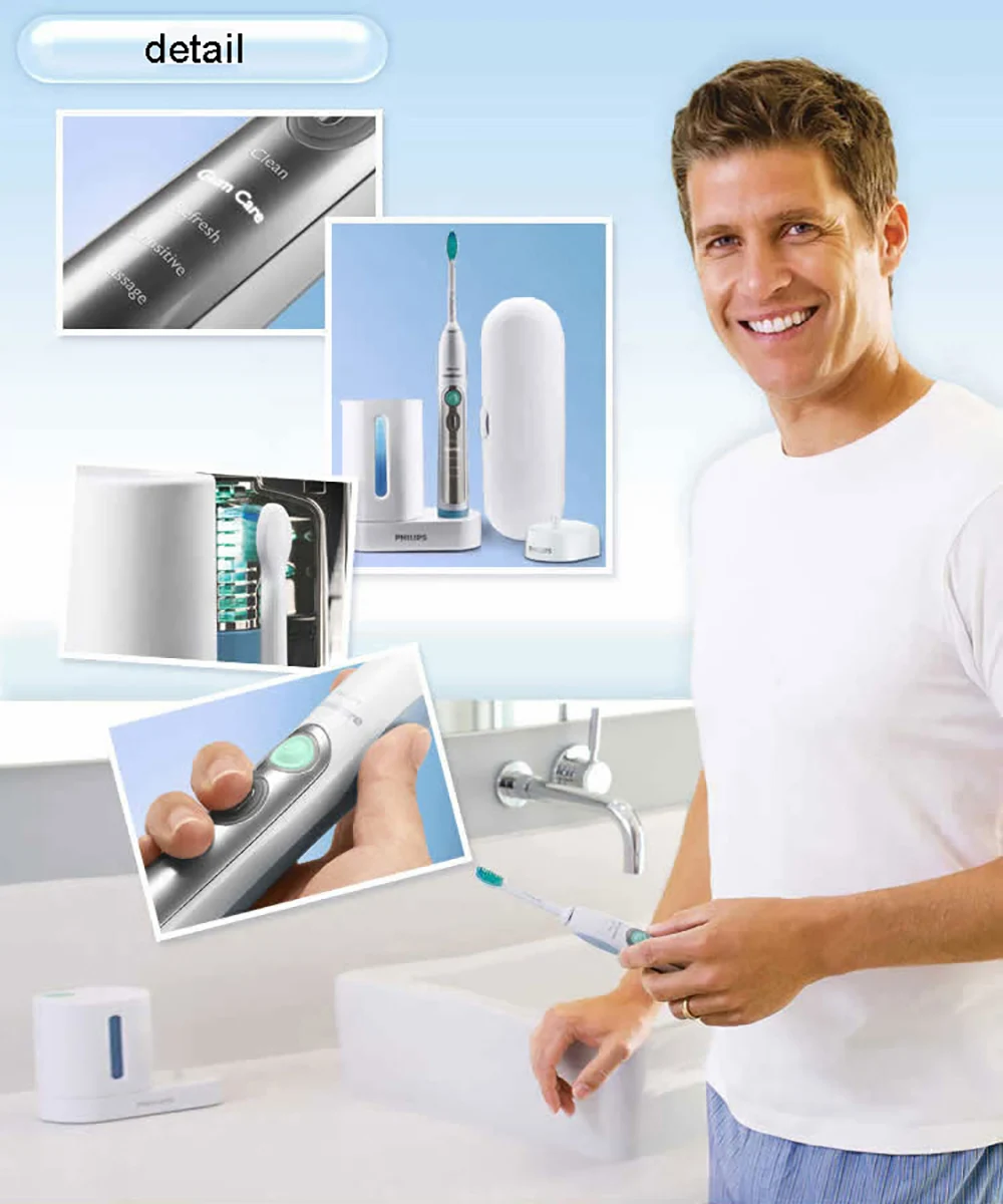 Электрическая зубная щетка Philips Sonicare HX6972/10 Smartimer и Quadpacer, белая и серебристая, водонепроницаемая, перезаряжаемая для взрослых