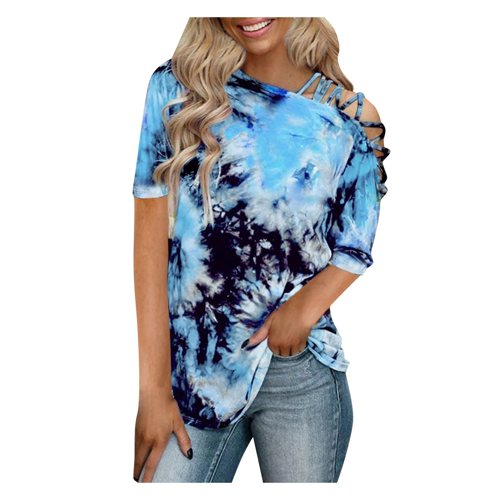 

Блузка женская с цветочным принтом, модный топ с коротким рукавом и принтом, модная винтажная рубашка с принтом росы на плечах