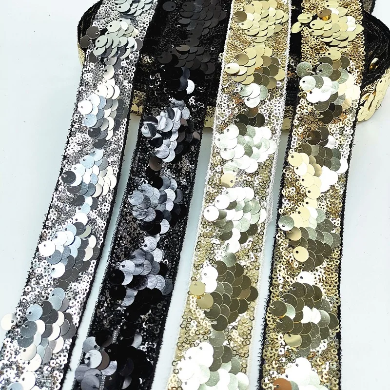 

1 Yard Mesh Fish Scale Sequins Embroidered Lace Ribbon Barcode DIY Hair Accessories Belt Jewelry Clothing Accessories