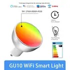 Умная Светодиодная лампа GU10 с голосовым дистанционным управлением и Wi-Fi, регулируемый светильник из пластика и алюминия, RGBCW, для Amazon, Alexa, Google Home, 5 Вт