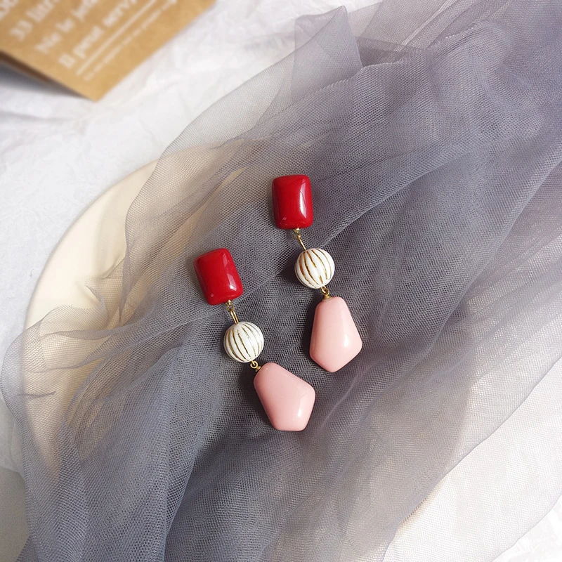 Простые геометрические полимерные Подвесные серьги характерные индивидуальные